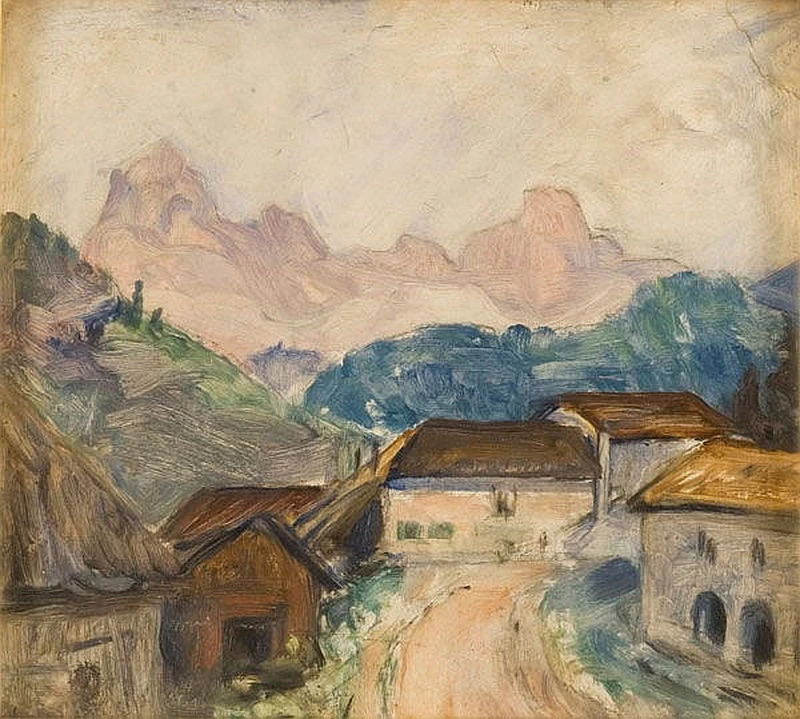 Paesaggio montuoso con case
